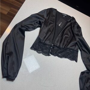 Fashion Nova Charcoal Satin Top